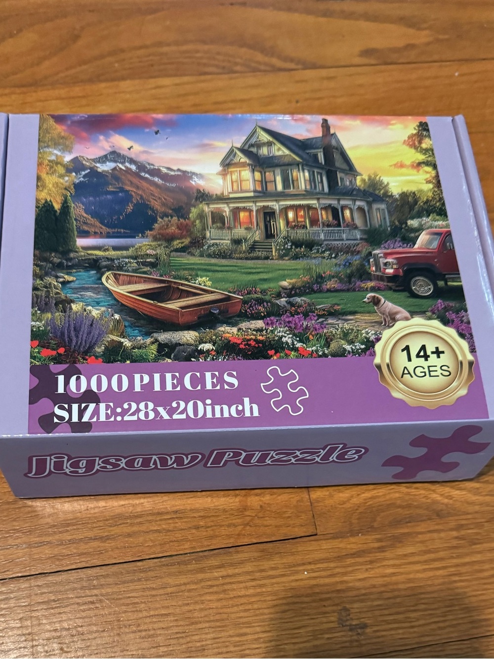 Jigsaw Puzzle 1000-Piece Lavender Box - Scenic Lake House